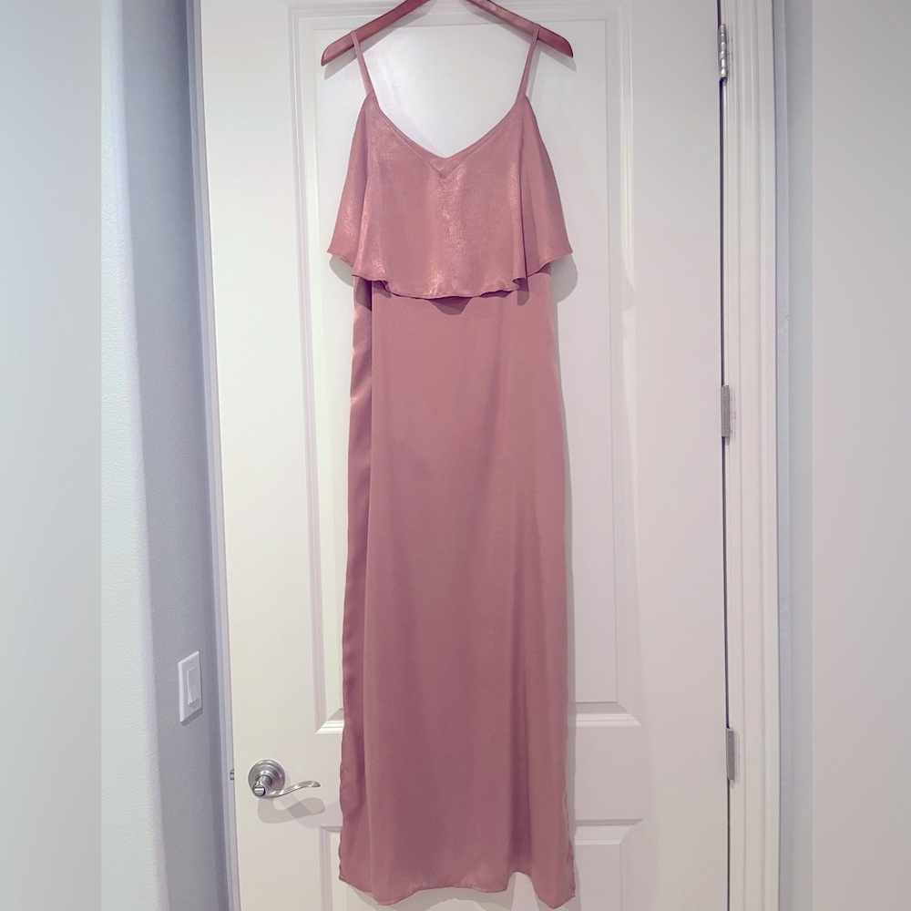 Long pink silk dress